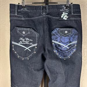 Y2K Baggy Dark Wash Skater Jeans First Choice Couture Sz 36 Denim Pants